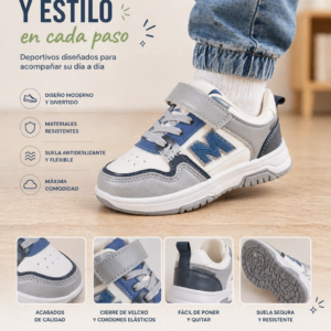 deportivos letra niÑo gris