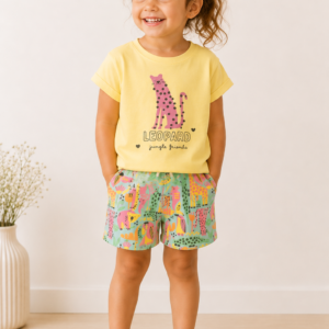 conjunto leopard niÑa amarillo