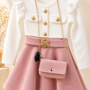 conjunto infantil rosa y crema elegante (1)